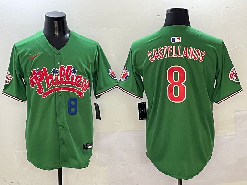Men Philadelphia Phillies #8 Castellanos Green Fourth generation Joint Name Nike 2025 MLB Jersey style 5->philadelphia phillies->MLB Jersey
